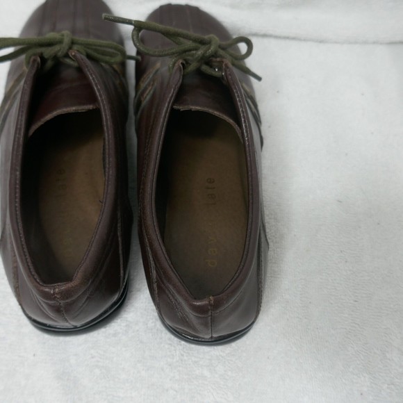 David Tate Brown Leather Oxford Shoes Lace-up Gold Detail Size 8 NARROW - Picture 6 of 16